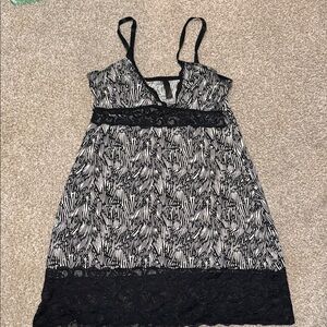 Chic Black and White Lace Chemise